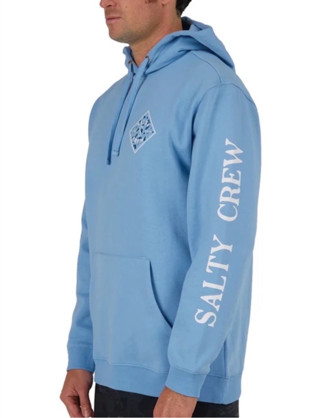 Salty Crew Sky Blue Pullover Hoodie with Sleeve Logo